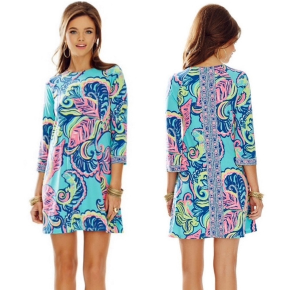 Lilly Pulitzer Blue and Pink Long Sleeve Dress